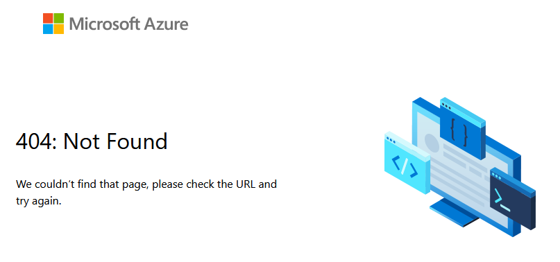 The sad 404 page Azure shows you